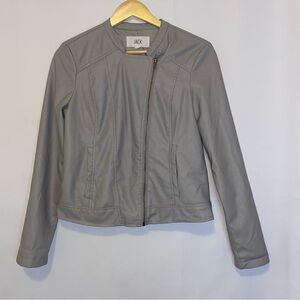 Jack BB Dakota Gray Faux Leather Moto Jacket Size Small